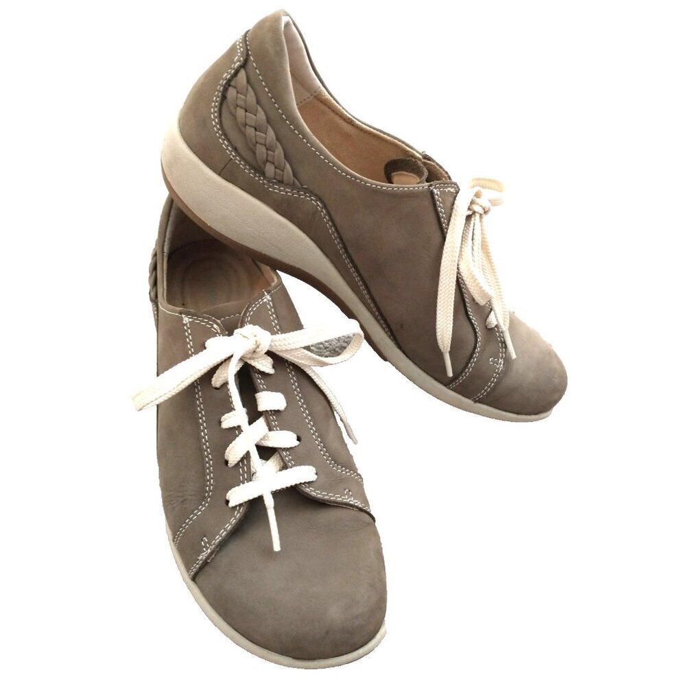 Aetrex Women's Walking Shoes Dana Brown Leather Suede Comfort Lace Up  - 10 Wide